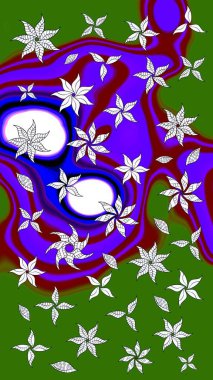 Renkli Bahar Teması eskiz kalıbı. Düz Çiçek Elementleri Tasarımı. Raster..