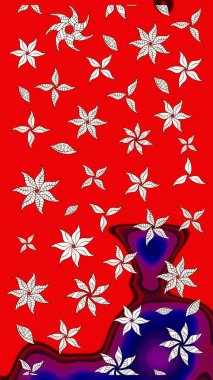 Zarif, parlak ve kırmızı çiçek desenli eskiz. Sabıka baskıları, bebek kıyafetleri, duvar kâğıtları, paket kutuları vb..