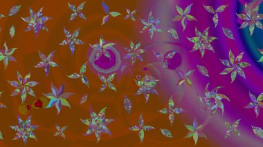 Düz Çiçek Elementleri Tasarımı. Renkli Yaz Temalı eskiz kalıbı. Güzel kumaş deseni. Raster illüstrasyonunda çiçek deseni çizimi.