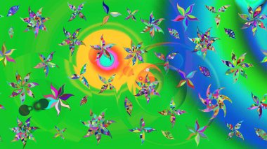 El çizimi Raster çizimi. Parlak elementlerin. Çizim çiçek deseni duvar kağıdı, web sitesi arkaplanı, paket kağıdı, davetiye, broşür, pankart veya web sitesi için kullanılabilir.