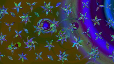 Suluboya çiçekli çiçek deseni. Raster illüstrasyonu. Kahverengi renkli güzel tekstil.