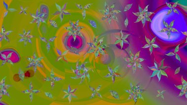 Kumaş desenli papatya çiçeği detayı. Yeşil renkte çiçekler.