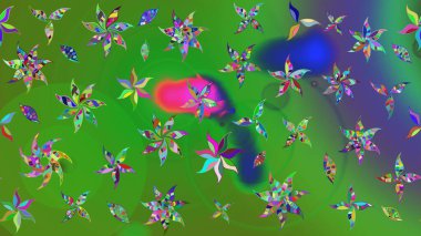 Gömlek, arka plan modelini çiz. Tropik çiçekler. Yeşil renkte çiçekler.