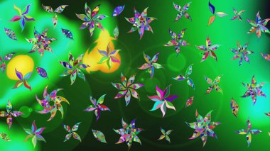 Çiçekli el çizimi çizimi deseni. Modern gelişim yeşil raster arka plan duvar kâğıdı illüstrasyon klasik çizgili iz sürme desenli çiçekler, çiçekli süsler.