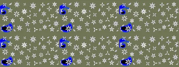 El çizimi çiçek çizimi deseni (fayans). Şirin çiçekli, desenli, yeşil renkli bir eskiz deseni. Tekstil için suluboya çizim deseni.