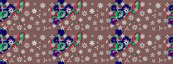 Raster illüstrasyonu. Çiçek ve yapraklı karalama şeklinde Raster çiçek deseni. Yumuşak, bahar çiçekleri kahverengi renklerde.