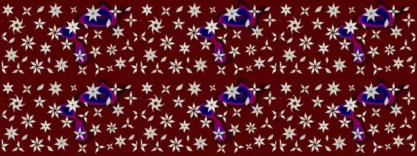 Asya tekstil tarzında. Renkli Bahar Teması eskiz kalıbı. Düz Çiçek Elementleri Tasarımı. Çiçek desenli çizim. Kırmızı renkte çiçekler. Raster illüstrasyonu.