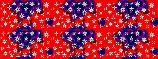 Kırmızı renklere karalamalar çizilmiş çiçek deseni. Raster illüstrasyonu.