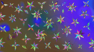 Mor renkli etnik çiçeklerle zarif bir eskiz şekli. Asya Tekstil 'inde Raster Çiçek İllüstrasyonu.