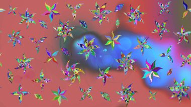 Pembe renklerde. Raster deseni. Küçük çiçekteki sevimli çiçek deseni. Soyut çiçek çizim kalıbı arka planı. Raster illüstrasyonu.