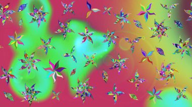 Sevimli çiçek raster deseni. Renkli Yaz Temalı eskiz kalıbı. Modaya uygun kumaş deseni. Düz Çiçek Elementleri Tasarımı.