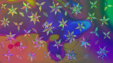 Mor renkli çiçekler. Raster düz çiçek çizim deseni. Tasarım hediye paketi, tebrik kartları, posterler ve afiş tasarımı.