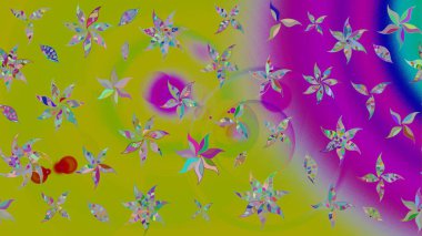 Küçük çiçekte güzel bir desen. Çiçekli bahar çiçekleri. Moda baskıları için zarif bir şablon. Motley illüstrasyonu. Küçük renkli çiçekler. Çizim.