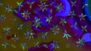 Raster illüstrasyonundaki çiçek desenli çizim. Süslü kumaş deseni. Düz Çiçek Elementleri Tasarımı. Renkli Bahar Teması çizim şablonu.