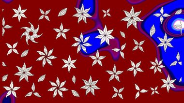 Çiçekli eskiz çizimi. Renkli Yaz Temalı eskiz kalıbı. Kırmızı renkte çiçekler. Düz Çiçek Elementleri Tasarımı.