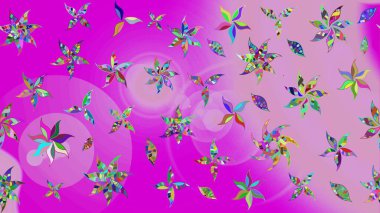 Çiçekli karalama şeklinde Raster çiçek deseni. Yumuşak, yaz çiçekli arka plan. Mor renkte çiçekler.