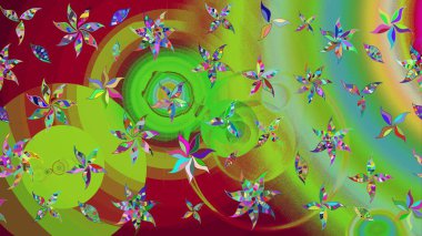 Raster illüstrasyonu. Raster deseni. Yumuşak, yeşil renkli yaz çiçekleri. Küçük çiçekte sevimli çiçek deseni var..