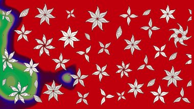 Raster illüstrasyonu. Suluboya çiçekli çiçek deseni. Kırmızı renkte güzel tekstil.