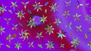 Düz Çiçek Elementleri Tasarımı. Renkli Yaz Temalı eskiz kalıbı. Güzel kumaş deseni. Raster illüstrasyonunda çiçek deseni çizimi.