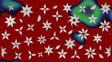 Raster illüstrasyonu. Çiçekli güzel suluboya desen. Kırmızı renklerde.