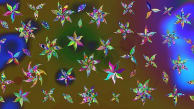 Halk tarzı. Parlak renkli çiçekli ve yeşil yapraklı harika bir çiçek deseni. Modern çiçek arkaplanı. Moda baskıları için zarif bir şablon.