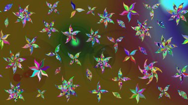 Düz Çiçek Elementleri Tasarımı. Renkli Bahar Teması eskiz kalıbı. Güzel kumaş deseni. Raster illüstrasyonunda çiçek deseni çizimi.