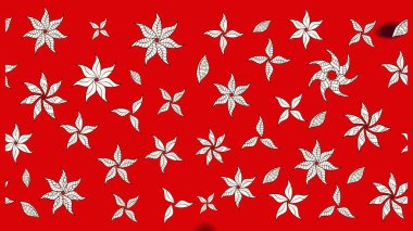 Raster deseni. Kırmızı el çizilmiş desen. Karalama çiçekleri çizim kalıbı. Sanat tarzından esinlenilmiş çiçekler ve arkaplan.