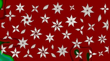 Kibarca, kırmızı renkte yaz çiçekleri. Küçük çiçekteki sevimli çiçek deseni. Raster illüstrasyonu. Raster deseni.