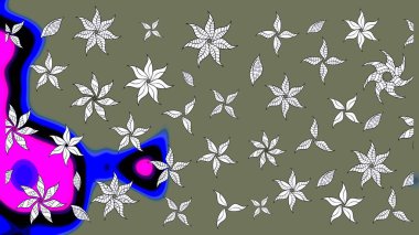 Çiçek desenli eskiz. Gömlek baskısı için çiçek boyası. Yeşil renkte çiçekler.