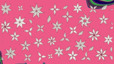 Düz Çiçek Elementleri Tasarımı. Raster Modaya uygun kumaş deseni. Renkli Bahar Teması eskiz kalıbı. Pembe renkli şirin çiçek deseni.
