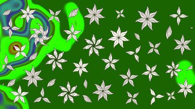 Yeşil renkli çiçekler. Düz Çiçek Elementleri Tasarımı. Güzel çiçek deseni. Renkli Bahar Teması çizim şablonu.