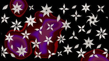 Raster illüstrasyonu. Robot resim. Şirin çiçek elementleri. Siyah renkte çiçekler.