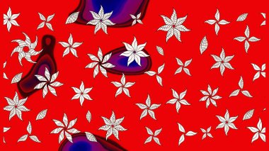 Raster çiçek desenli çiçek deseni, yapraklar, dekoratif elementler, sıçrama, lekeler, el çizimi kontur çizgileri ve Doodle çizim stili, grafik raster çizim çizimi.