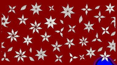 Düz Çiçek Elementleri Tasarımı. Asya tekstil tarzında. Renkli Bahar Teması eskiz kalıbı. Raster illüstrasyonu. Çiçek desenli çizim. Güzel kumaş deseni.