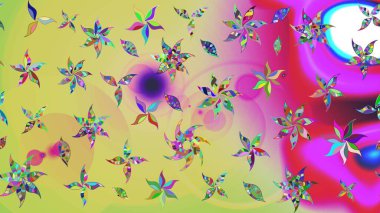 Raster düz çiçek çizim deseni. Hediye ambalaj kağıdı, tebrik kartları, posterler ve pankart tasarımı. Tarafsız renklerde çiçekler.