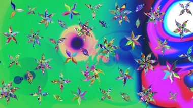 Yeşil renkli yeşil papatya deseni. Raster illüstrasyonu. Yeşil renklerde.