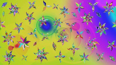 Şirin çiçek elementleri. Sarı renkli çiçekler. Raster illüstrasyonu. Çizim.