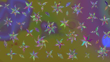 Çiçekli eskiz çizimi. Kahverengi renkli çiçekler. Renkli Yaz Temalı eskiz kalıbı. Düz Çiçek Elementleri Tasarımı.