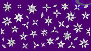 Çiçek deseni. Mor renkli çiçek çizimi. Şatafatlı bahar bahçesi dokusu. Raster illüstrasyonu. Mor renkte çiçekler.