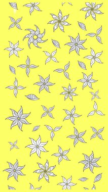 Çiçek deseni. Raster illüstrasyonu. Şatafatlı bahar bahçesi dokusu. Çiçek çizimi arkaplanı.