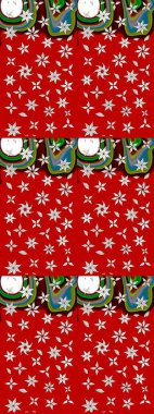 Şirin çiçekli eskiz deseni ve kırmızı renklerde yapraklar, suluboya çiçek deseni, duvar kağıdı, kart veya kumaş için fayanslı. Raster illüstrasyonu.