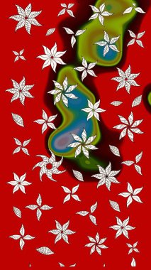 Renkli Yaz Temalı eskiz kalıbı. Modaya uygun kumaş deseni. Düz Çiçek Elementleri Tasarımı. Sevimli çiçek raster deseni.