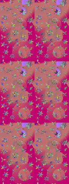 Çiçekli çiçek deseni, suluboya. Pembe renkli çiçekler. Renkli Bahar temalı eskiz kalıbı. Düz Çiçek Elementleri Tasarım Raster illüstrasyonu.