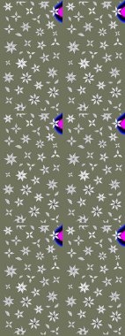 Raster illüstrasyonundaki çiçek desenli çizim. Yeşil renkli çiçekler. Renkli Bahar Teması eskiz kalıbı. Düz Çiçek Elementleri Tasarımı.