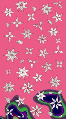 Raster illüstrasyonu. Yumuşak, pembe renkte bahar çiçekleri. Yaprak ve çiçeklerin suluboya resimleri, pembe renklerdeki çizimler..