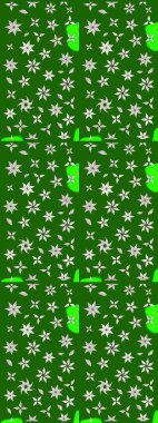 Yeşil renkli şirin çiçek deseni. Raster Modaya uygun kumaş deseni. Renkli Bahar Teması eskiz kalıbı. Düz Çiçek Elementleri Tasarımı.