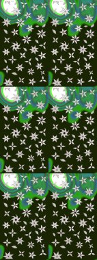 Raster düz çiçek çizim deseni. Hediye ambalaj kağıdı, tebrik kartları, posterler ve pankart tasarımı. Gri renkli çiçekler.