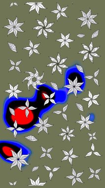 Şirin çiçekler. Raster Moda kumaş deseni. Çizgi çizimi deseni.