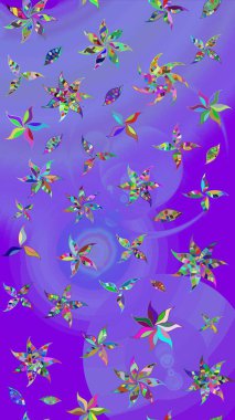 Sevimli çiçek raster deseni. Mor renkli çiçekler. Renkli Bahar Teması eskiz kalıbı. Düz Çiçek Elementleri Tasarımı.