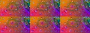 Raster illüstrasyonu. Şirin çiçek elementleri. Taslak desenli, modaya uygun kumaş deseni. Düz Çiçek Elementleri Tasarımı. Renkli Bahar Teması çizim şablonu.